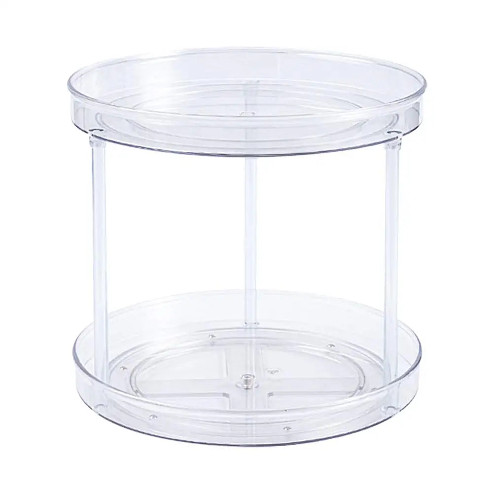 2 Tier Lazy Susan Round Plastic Turntable Spice Rack Cabinet Organizer 360 Rotating Spice Jars Organizer Holder for Kitchen