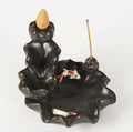 12.2x10.8x8.1cm Pottery Waterfall Lotus Fish Aroma Fountain  Ceramic Backflow Incense Stick burner Waterfall Cones