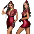 JSY Red Seductive Mesh Sexy Stewardess Lingerie Uniform Adult Sexy Roleplay Costumes for Women