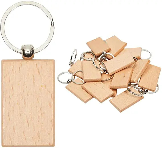 Tailai Wood Keychain for DIY Crafts  Rectangles Blanks Wooden Key Chain DIY Wood Keychains