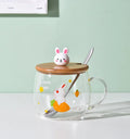 Creative Cute Ceramic Bunny Glass Office Couple Coffee Mug with Lid