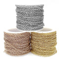 5Meter/roll 2.5/3/3.8/4/5mm Wide PVD Gold Extend Chain Meter Stainless Steel Silver Fine Necklace Roll Tail Chain Jewelry Making