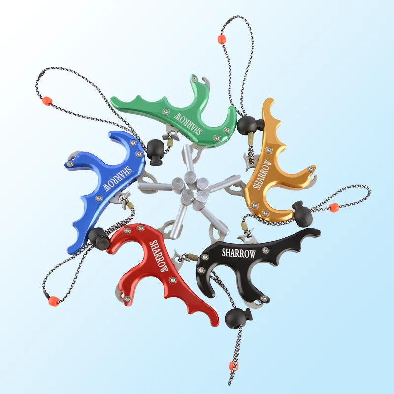 Archery Aluminum Alloy Accessories Compound Bow Arrow Release 4 Finger Hand Held Thumb Release