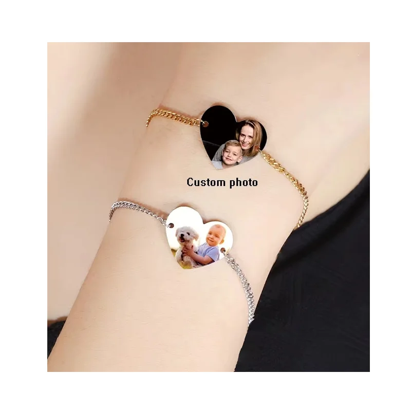 2024 Hot Selling Sublimation Blank Heart Bracelet Customized Printed Elegant Bracelets for Lover