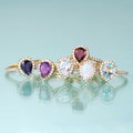KH076 Abiding Jewelry Pear 8x10mm Big Gemstone Factory Wholesale Women Gold Plated 925 Sterling Silver Ring
