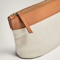 Customized logo Luxury Makeup Bag Cosmetic Storage Pouch Eco-Friendly Cotton Canvas with Leather Trim Fashionable Zipper Closure