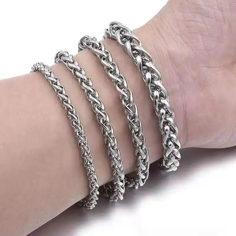 Men's Simple Stylish and Versatile Flower Basket Chain 316L Stainless Steel Bracelet with Double-Layer Link Design MegaBDM