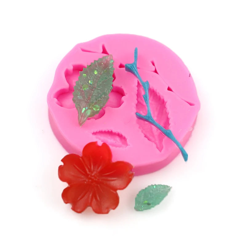 XGY-49 Delicate Plum Blossom Branches and Leaves Shaped Big Silicone Molds for DIY Polymer Clay Artificial Tool Moulds Stocked
