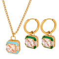 Hot Selling Custom Design Fashion Trendy Stainless Steel Gold Plated Jewelry Sets Pendant Necklace and Earrings