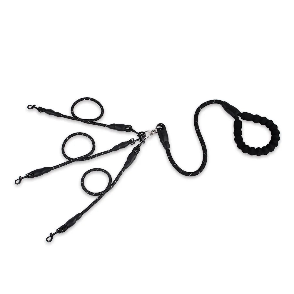 Wholesale Durable Dog Cat Pet Leash Light Reflective Double Triple Head Alloy Polyester Plastic Material Featuring Solid Ribbon