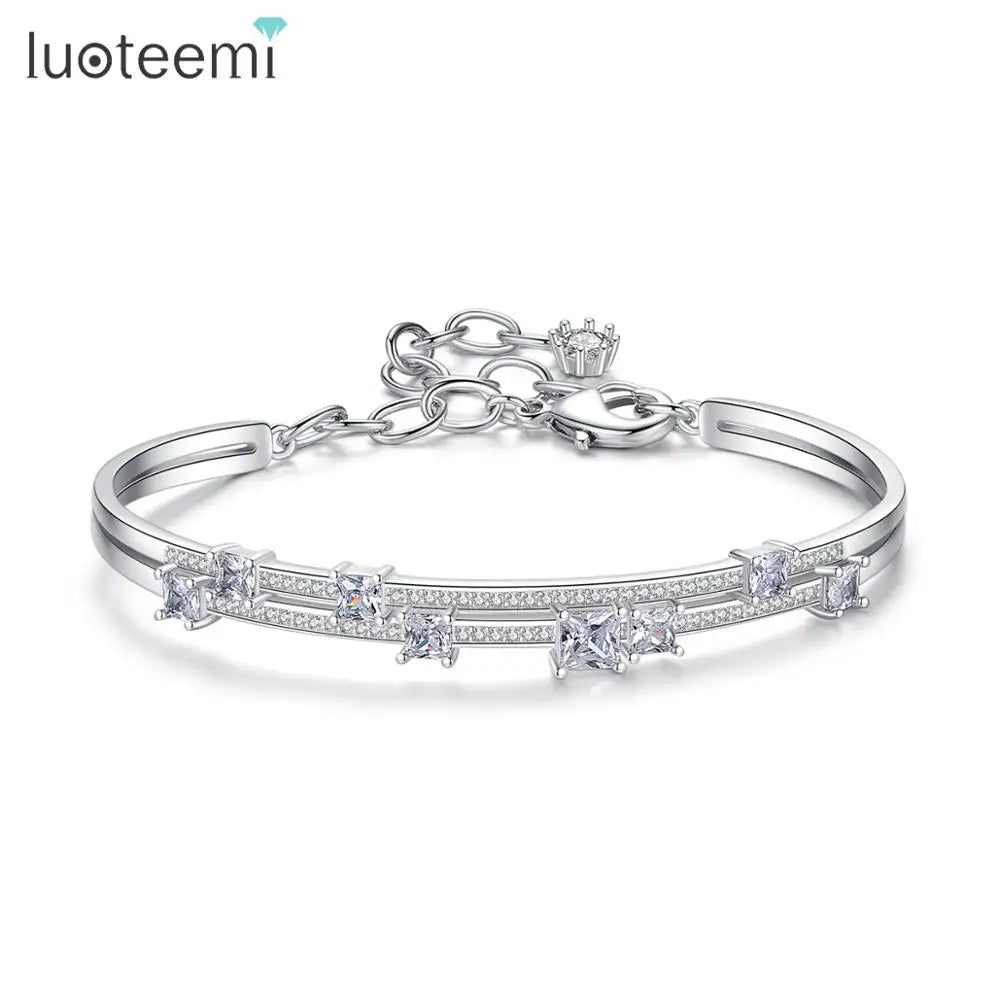 LUOTEEMI Small Size Charm Bracelet Brass Cuff Bracelets Girl Fashion Bracelets Jewelry