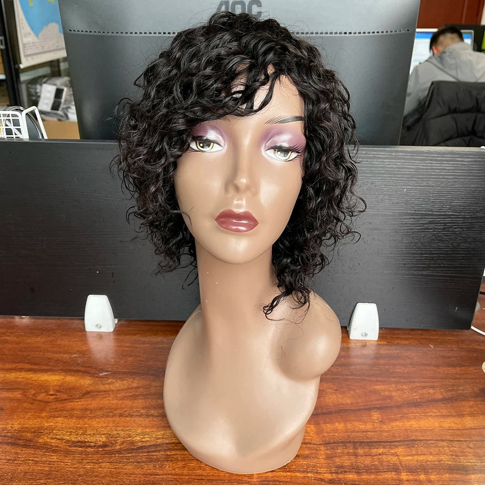 Cheap Natural Women Natural Straight Curly Hair Short Wigsvirgin Hair Burgundy Short Pixie Wigsshort Brazilian Hair Wigs