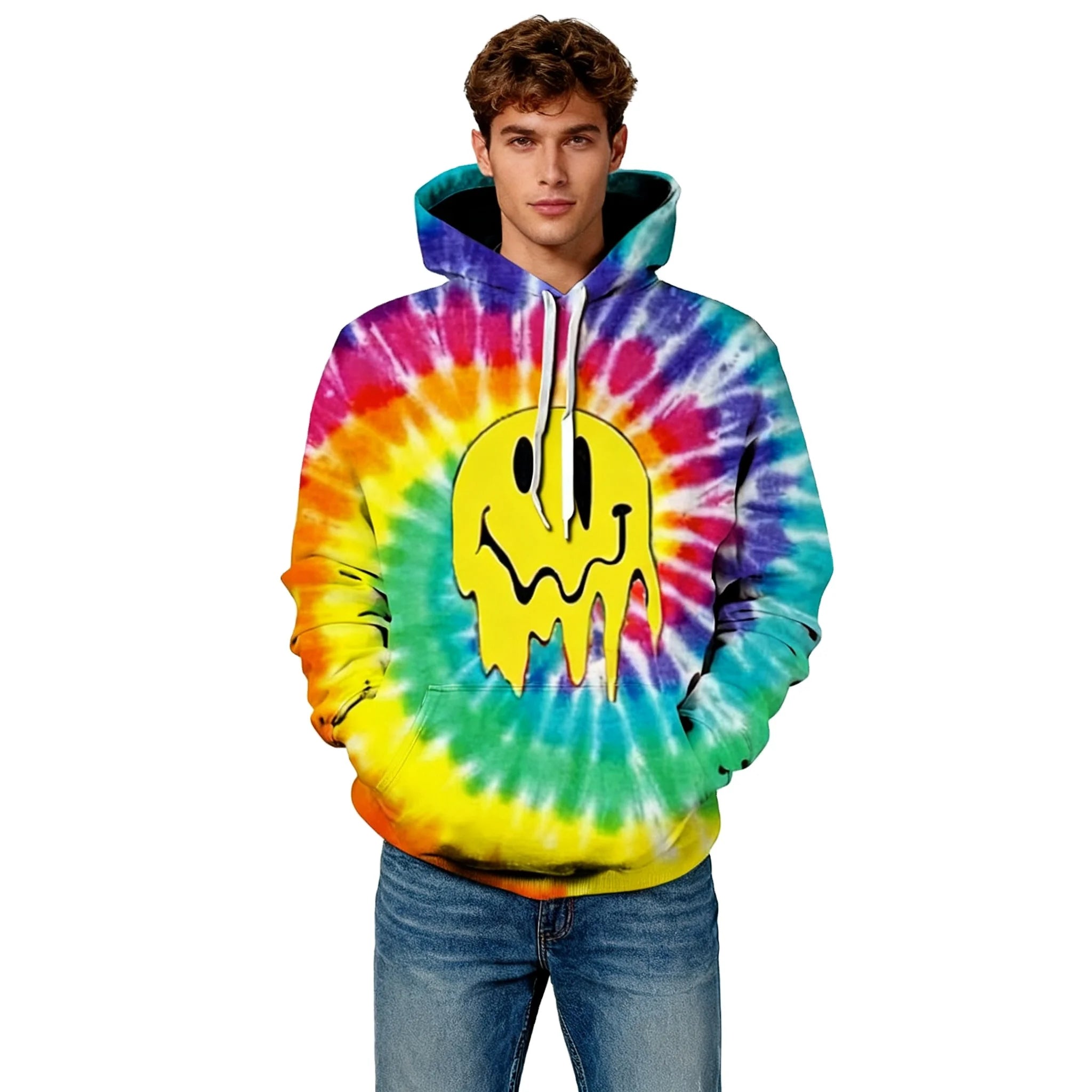 Fitspi Wholesale Tie Dye 3D Print Hoodie Unisex Fashion Colorful Hip Hop Streetwear Casual Clothing