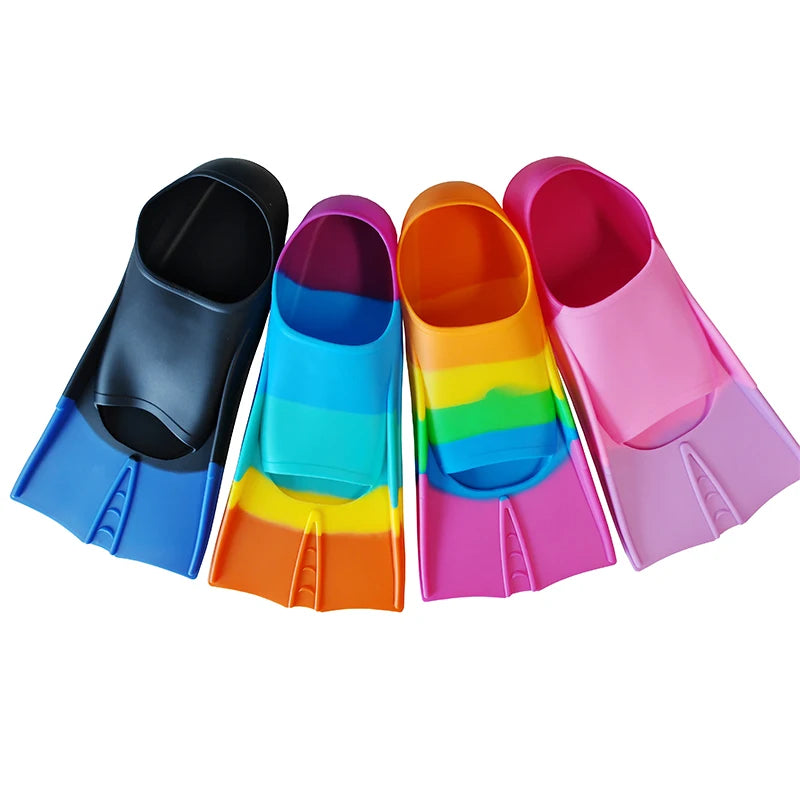 Custom logo Short Training Swimming Flippers Kids Children Youth Adult Women Silicone Fins Flippers for Swim