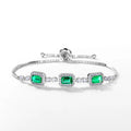 2026 Fine Jewelry S925 Silver Charm Adjustable Bracelets Lab Grown Emerald Stone for Women Gift Party