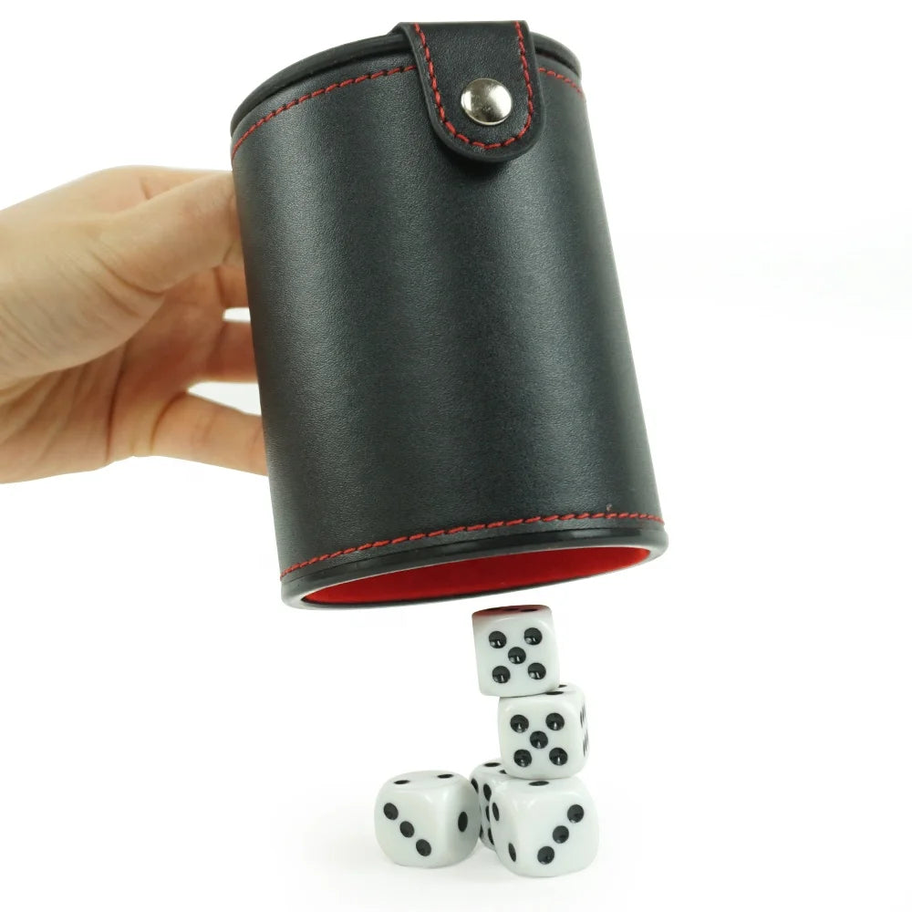 Luxury Dice Stacking Cup and Professional Casino Black Dice Cup and Red Velvet Inside with Lid for Dice Box
