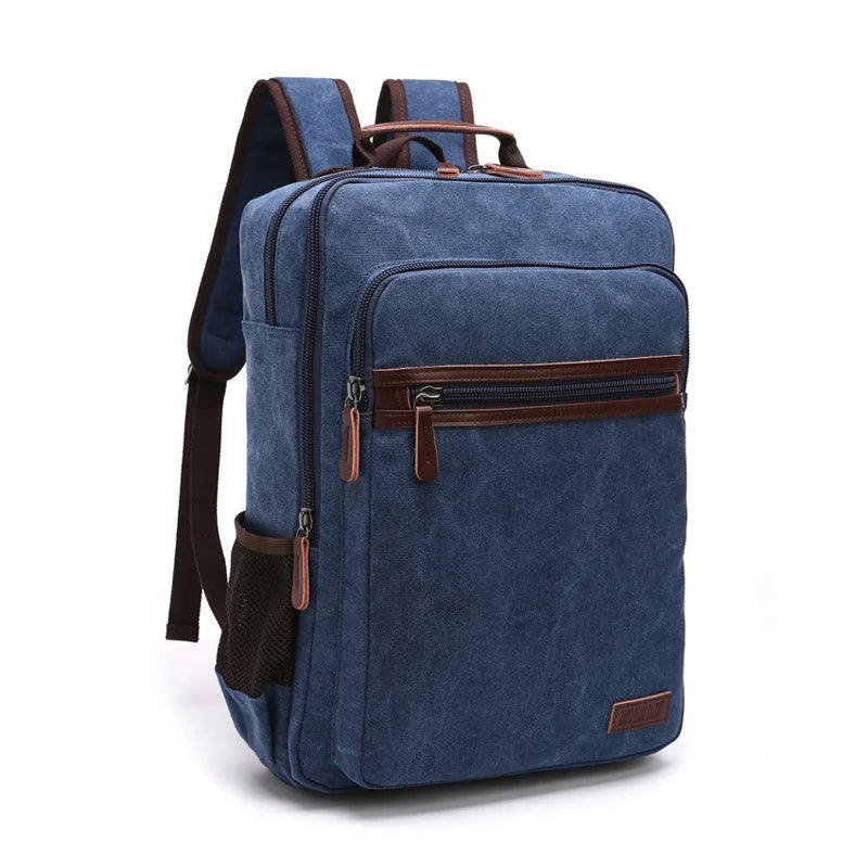 ZUOLUNDUO Classic Unisex Student Backpack Canvas with Printed Logo Zipper Closure Anti-Theft Feature Letter Pattern
