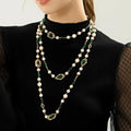Classic Glass Pearl Beaded Necklace Vintage Double Layer Gemstone Fashion Jewelry for Unisex