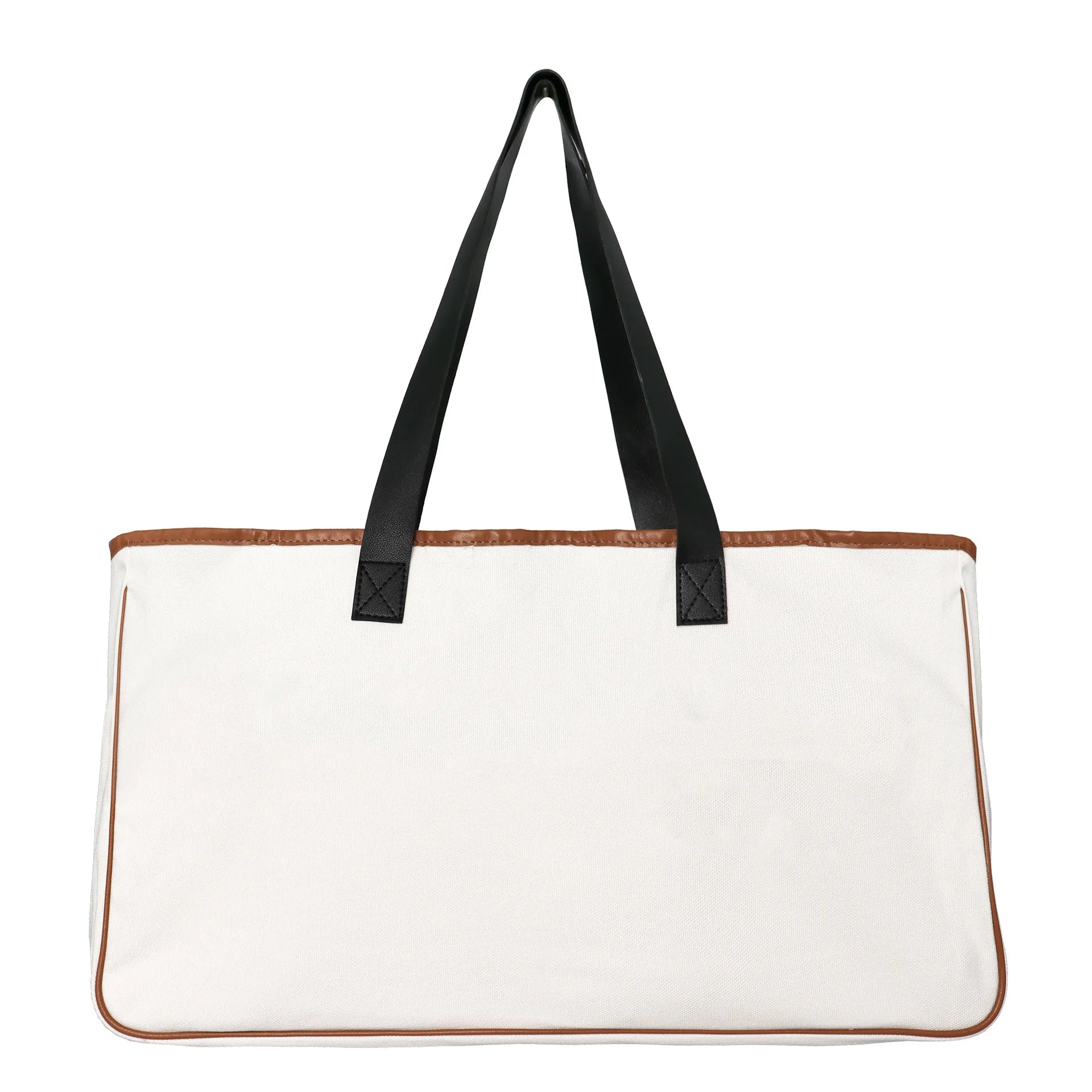 2024 Hot Sell Women's Large Capacity Cotton Tote Beach Bag Blank White Canvas Wholesale Casual Style Two Handles Open Closure