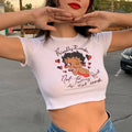 Summer Cute Short Sleeve Crop Top Women Fashion Shirt Girls' New Arrival Graphic Tee Casual Clothing T-Shirt