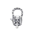 Black & Silver Coating Oxidized Sterling Silver 925 Skull Lobster Claw Clasp Punk Cartoon X Shape Bone Lock Jewelry Findings