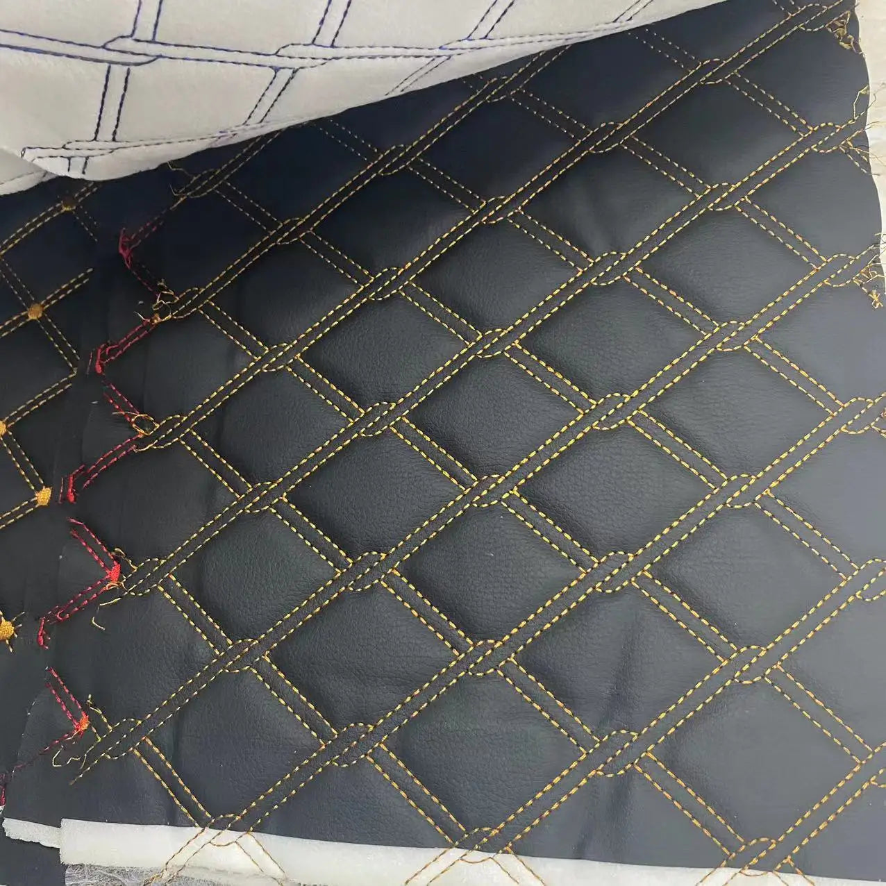 Different Stitch Design Faux Leather Foam Roll Quilted Velvet Fabric Embroidery Vinyl Leather for Car Upholstery Seat