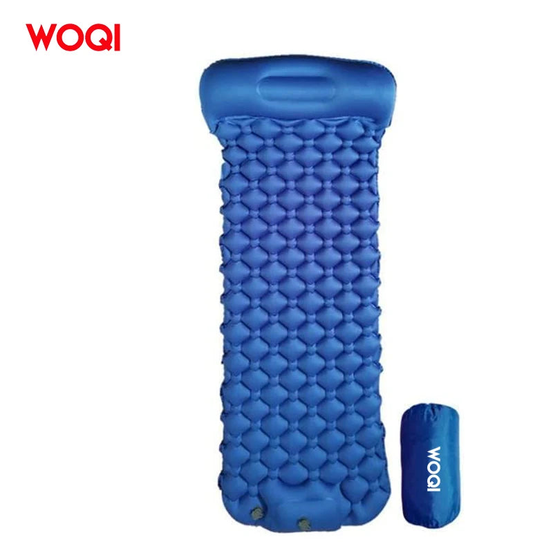 WOQI  Hot Selling TPU Single Camping Mat Sleeping Pad Ultralight Non-Inflatable Dampproof Air Mattress with Pillow