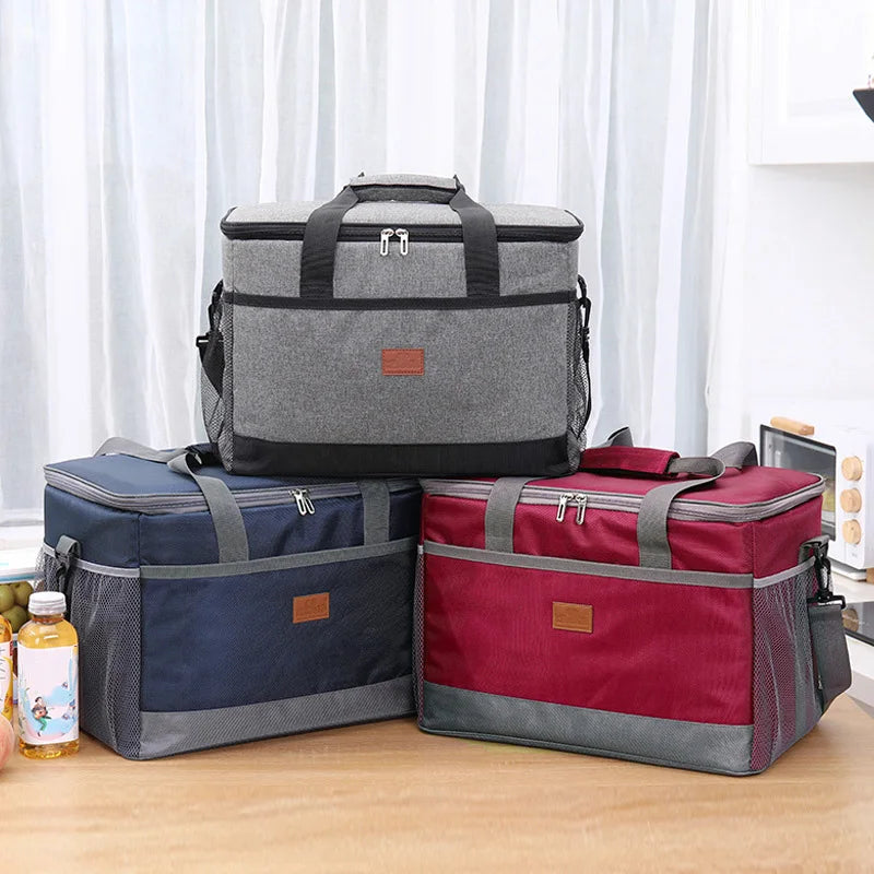 35L Large Capacity Insulated Thermal Cooler Bags Outdoor Thickened Durable Leakproof Storage Lunch Bags with Shoulder Strap