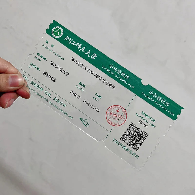 Personalized Custom Acrylic Wedding Billet d Invitation Marriage Passport Boarding Pass Airport Ticket Graduation Anniversary