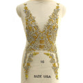 WDP-247 Keering Gold and Clear Handmade Large Patch Diamond Rhinestone Bodice Applique