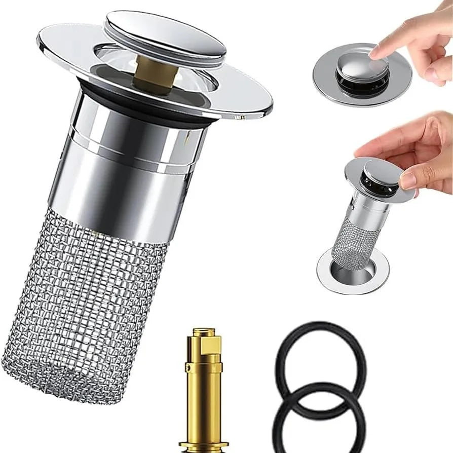 Kitchen Wash Basin Plug Press Bounce Filter Screen for Odor Bathroom Core Wash Basin Filter Anti Blocking Press Drain Filter