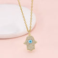 Luxury Jewelry Charm Necklace Hand Eye Pendant With Cubic Zircon 18K Gold Plated Stainless Steel Chain Necklace for Women