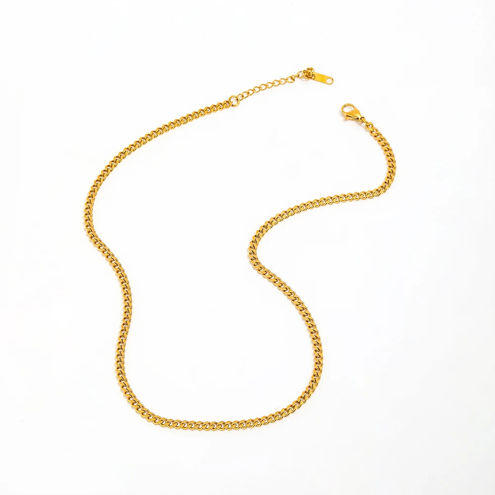Fenny Wholesale 18K PVD Plated No Fade Classic Versatile Chunky Cuban Basic Chain Stainless Steel Necklace for Women