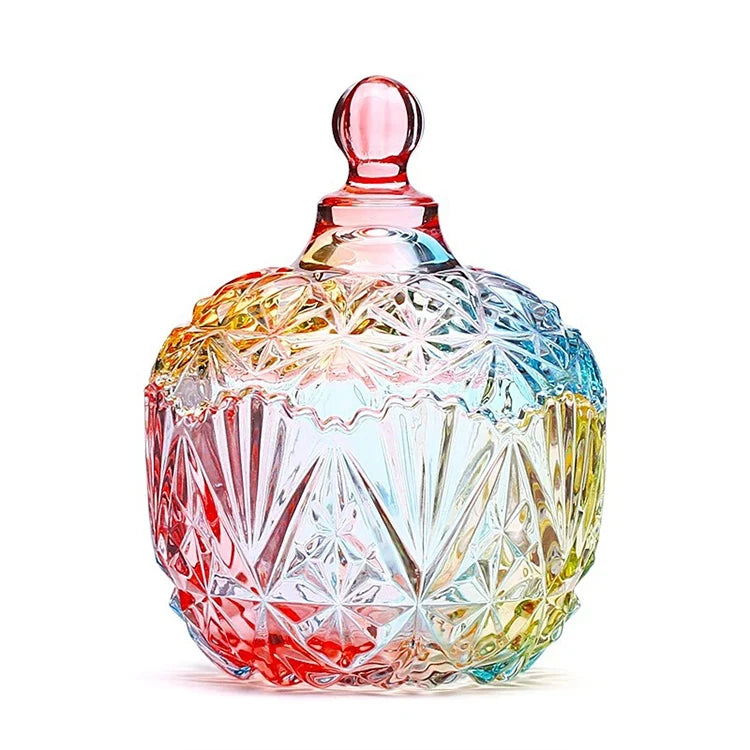 Luxury Amber Iridescent Candle Holder Diamond Crystal Candle Empty Jars Candle Container