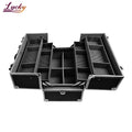 Black Makeup Train Case Large Capacity Cosmetic Artist Organizer with 4 Trays and Dividers Custom Aluminum Makeup Case