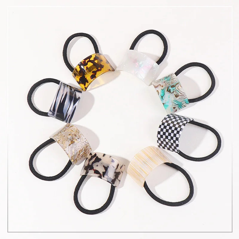 Factory Wholesale Leopard Print Acetate Plate Woman Hair Rope Strong Elastic Girl Hair Accessories