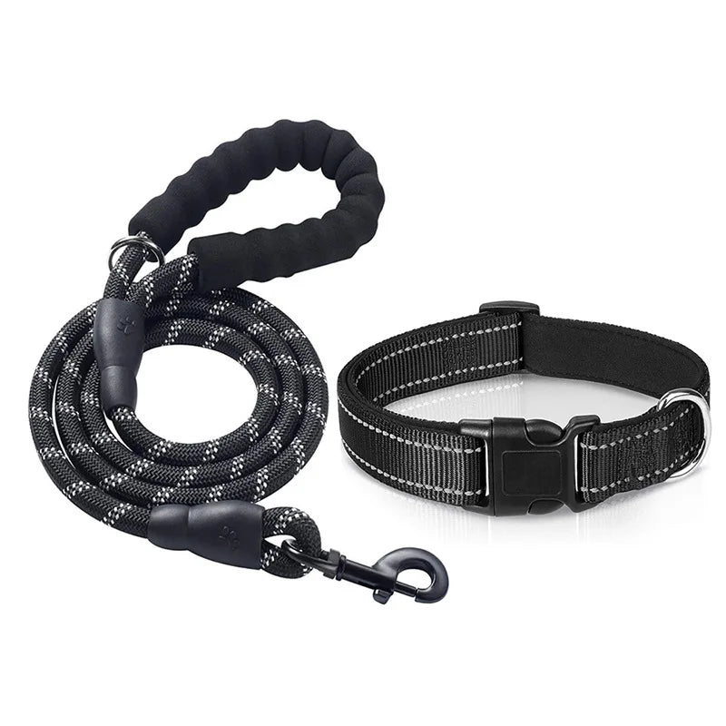 Non-slip Wear-resistant Foam Handle Nylon Dog Collar and Leash Set Collar De Perro Y Correa