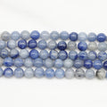 Loose Strand Blue Beads Chalcedony Natural Round Blur Color Crystal Loose Beads for DIY Jewelry Making Bracelet Necklace