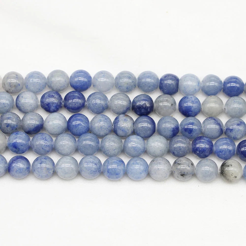 Loose Strand Blue Beads Chalcedony Natural Round Blur Color Crystal Loose Beads for DIY Jewelry Making Bracelet Necklace