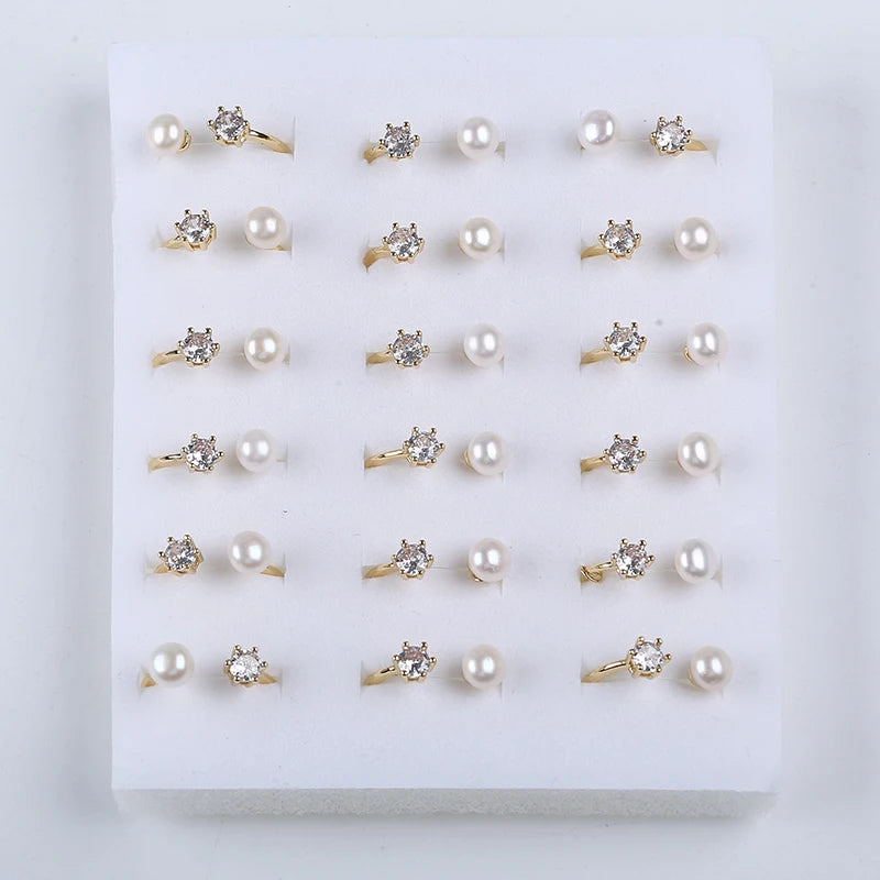 Wholesale Cheap Pearl Ring Women Jewelry Freshwater Adjustable Pearl Rings