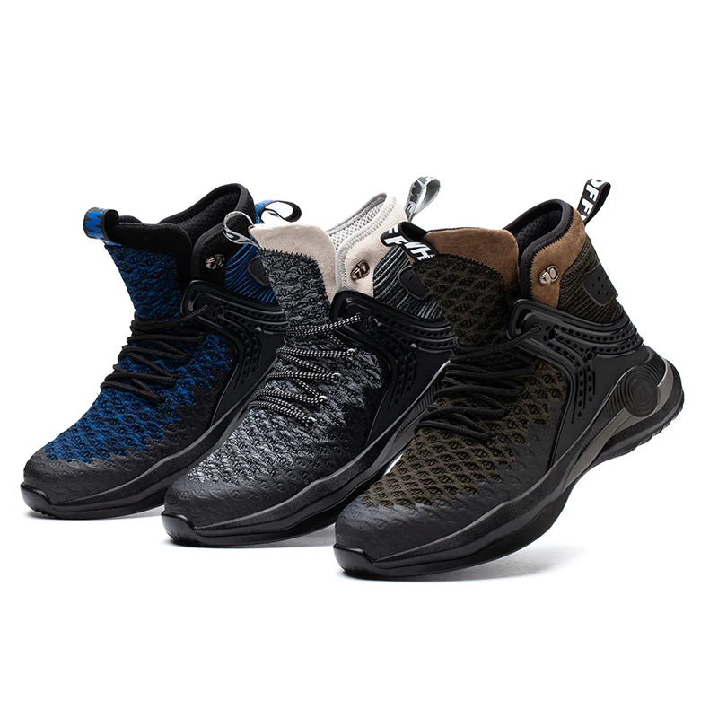 DianSen Four Seasons High Top Labor Protection Shoes Men's Anti-smash Anti-puncture Steel Head Safety Shoes