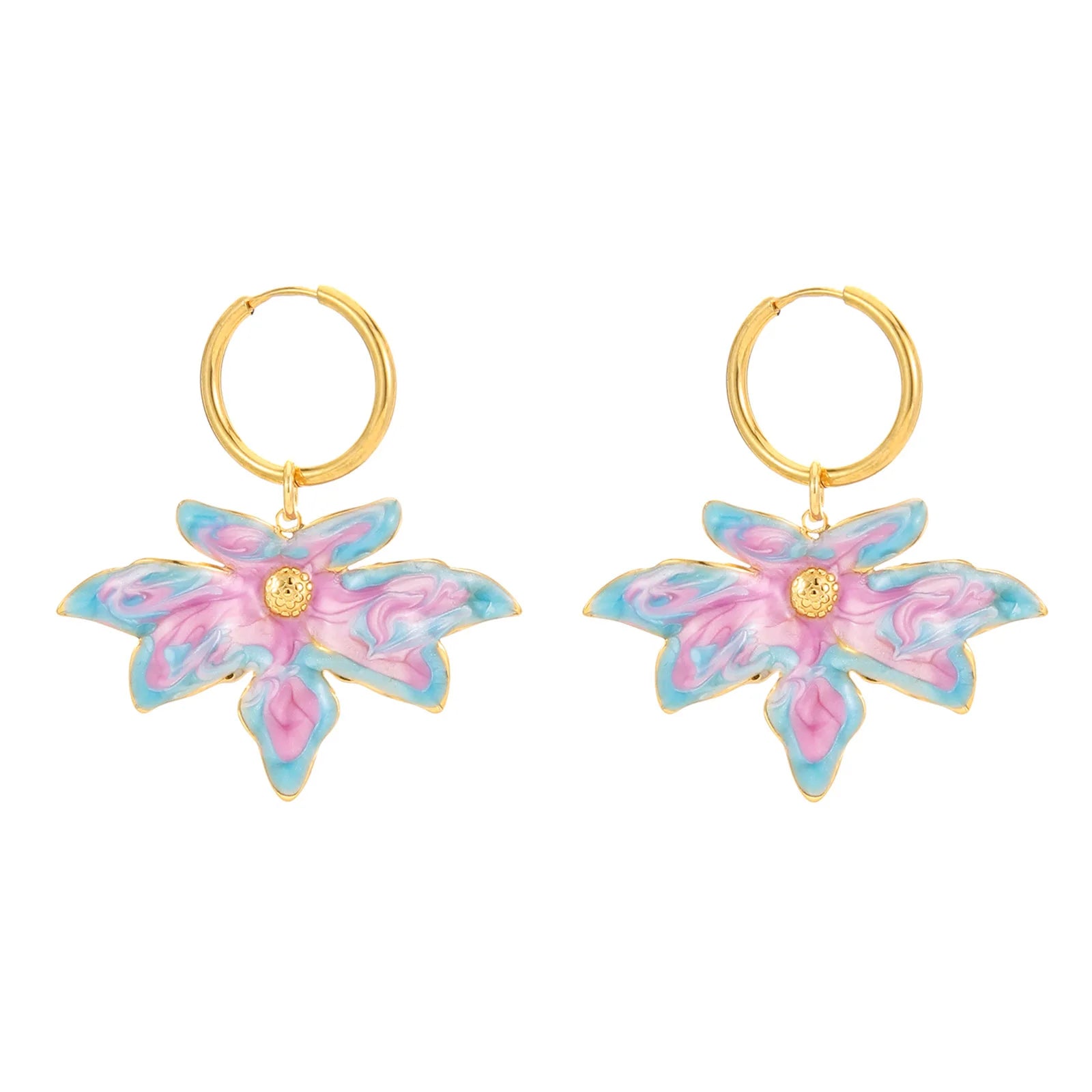 New Retro Fashion Stainless Steel Maple Leaf Oil Drop Pendant Earrings Exquisite High-end Ladies Jewelry