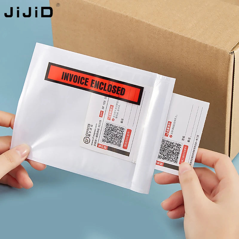 JiJiD Wholesale Packing List Envelopes Clear Adhesive Top Loading Express Satchel for Invoice Packing Slip