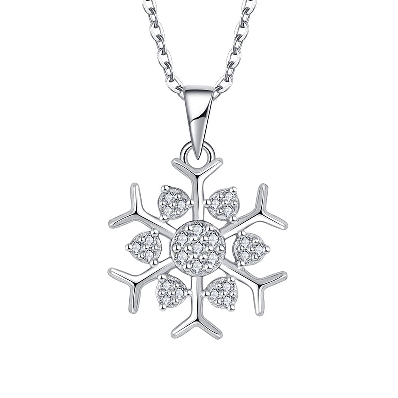 Oem Odm Snowflake Pendant Jewelry 925 Sterling Silver Classic Rhodium Plated Wholesale Women Engagement Trendy Zircon Daily
