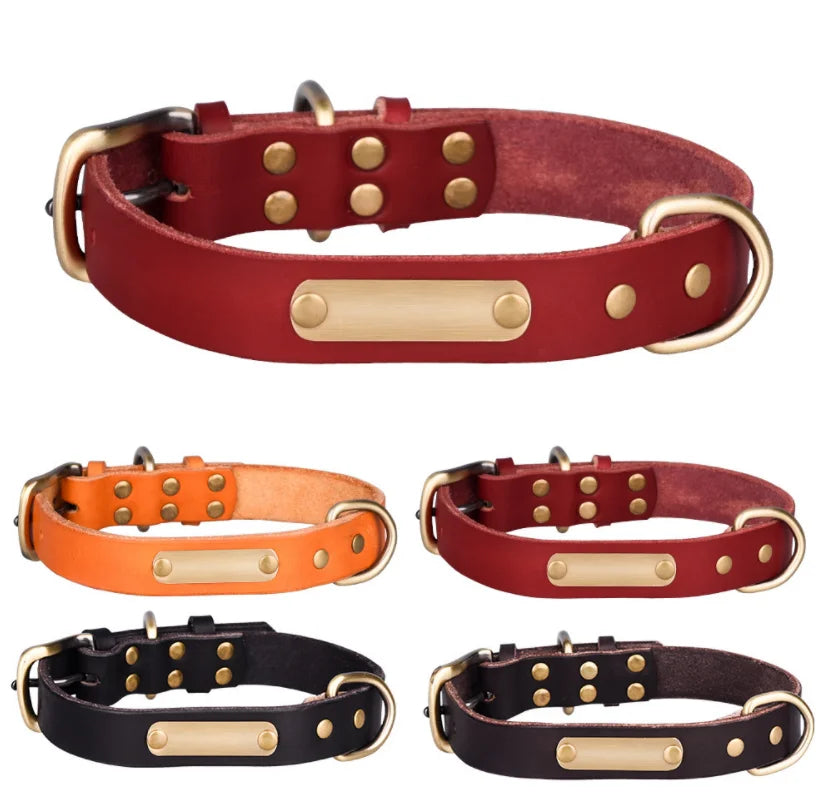 Wholesale Hot Selling Custom Name Laser logo Leather Dog Collar and Leash