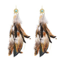 Handmade Natural Long Statement Feather Dangle Earrings Bohemian Feather Earrings for Women Dangle 37cm