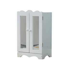 Fashion White Mini Doll Wooden Wardrobe Furniture Toys Set for Girls-Pretend Play Costume Storage