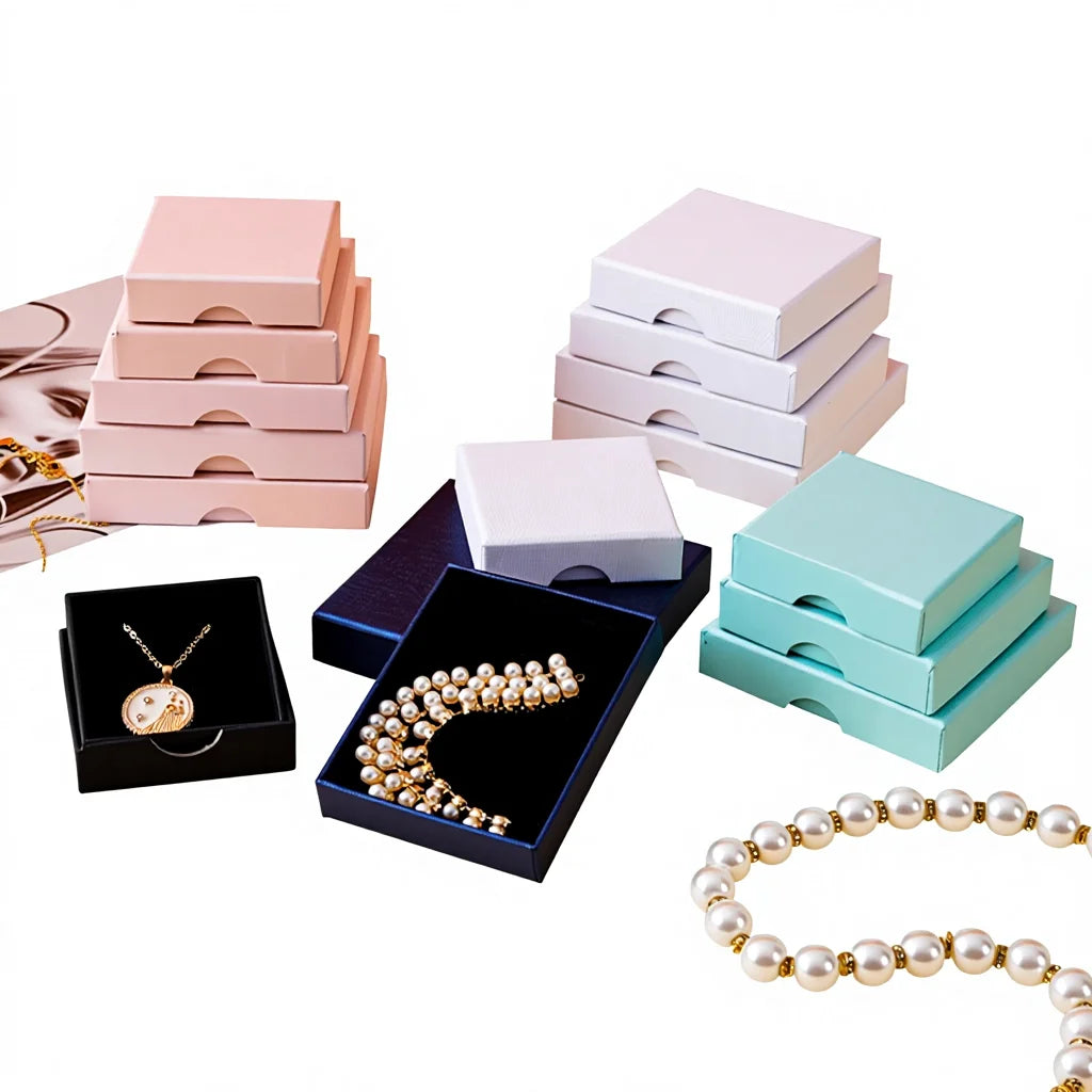 Wholesale Small Cardboard Jewelry Boxes Thin Packaging for Necklaces and Earrings with Convenient Fingers Access
