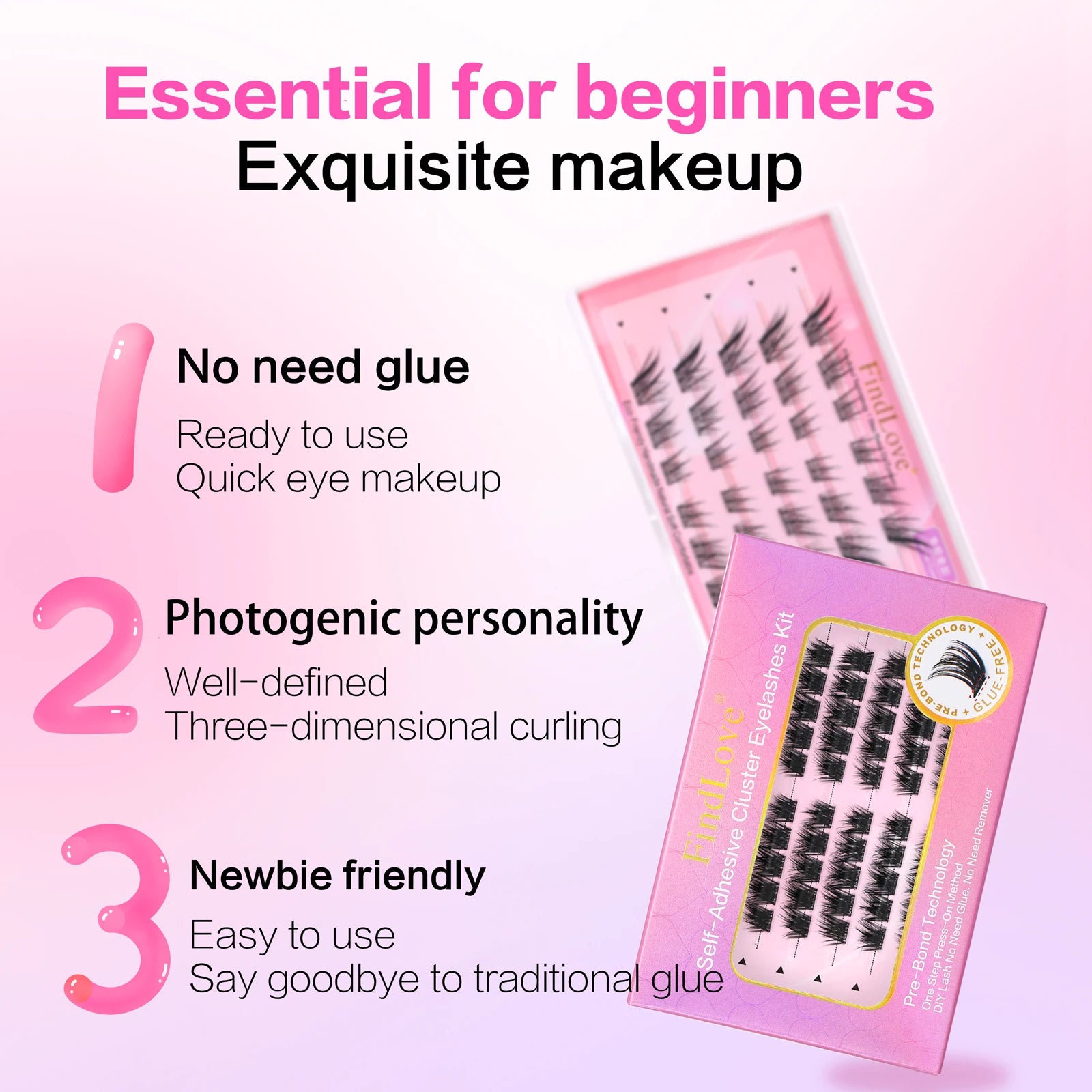 DIY Cluster Lashes No Glue Needed Wet Look Cluster Lashes Self Adhesive Press on No Glue Cluster Lashes Lower Eyelashes