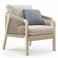 Modern Design Outdoor Teak Wood Chair Furniture Patio Woven Rope Single Sofa with Cushion